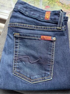 7 For All Mankind Kimmie Straight Leg Jeans Dark Blue Wash Size 27 USA Made